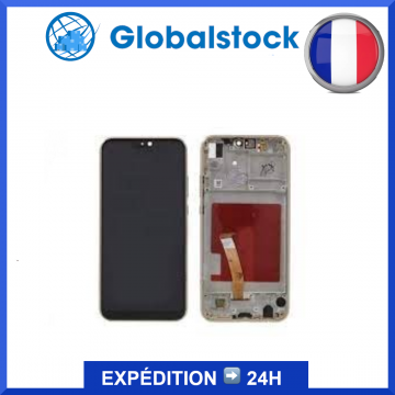 Ecran LCD + Vitre tactile sur châssis pour Huawei P20 Lite Or + outils