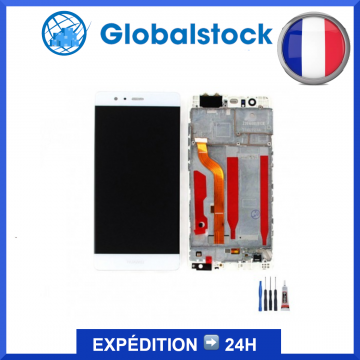 ecran LCD + Vitre tactile sur châssis pour Huawei P9 Plus Blanc OLED