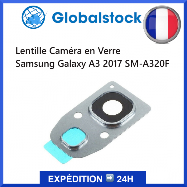 Lentille Caméra en Verre + Contour Argenté pour Samsung Galaxy A3 2017 SM-A320F