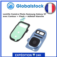Lentille Caméra Photo avec contour + flash Bleu pour Samsung Galaxy S7 Bleu