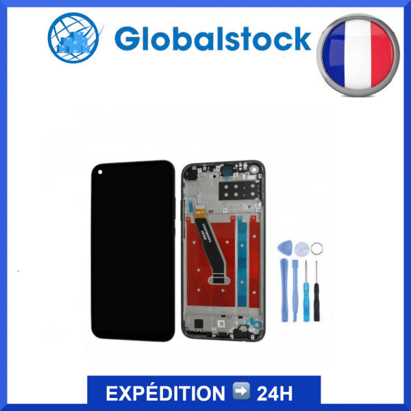Ecran LCD + Vitre tactile sur châssis pour Huawei P40 Lite E Noir + outils