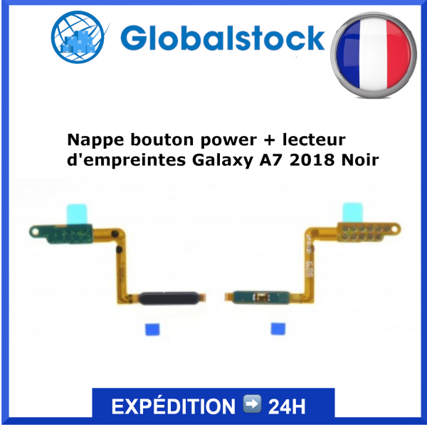 Nappe bouton power+lecteur d'empreintes pour Samsung Galaxy A7 2018 (A750F) Noir