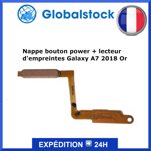 Nappe bouton power + lecteur d'empreintes pour Samsung Galaxy A7 2018 (A750F) Or