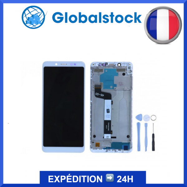 Ecran LCD + Vitre tactile sur châssis pour Xiaomi Redmi Note 5 Blanc + outils
