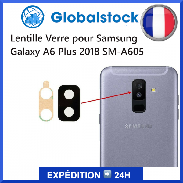 Lentille caméra Samsung Galaxy A6 Plus 2018 SM-A605 - Envoi gratuit 24h