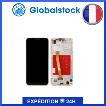 Ecran LCD + Vitre Tactile sur châssis pour Huawei Mate 20 Lite Or + outils