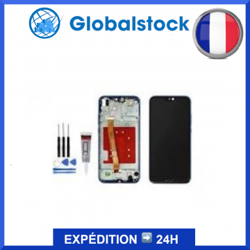 Ecran LCD + Vitre Tactile sur chassis pour Huawei Mate 20 Lite Bleu + outils