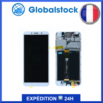 Ecran LCD + Vitre tactile sur châssis pour HUAWEI Y5 2018 Blanc + Outils