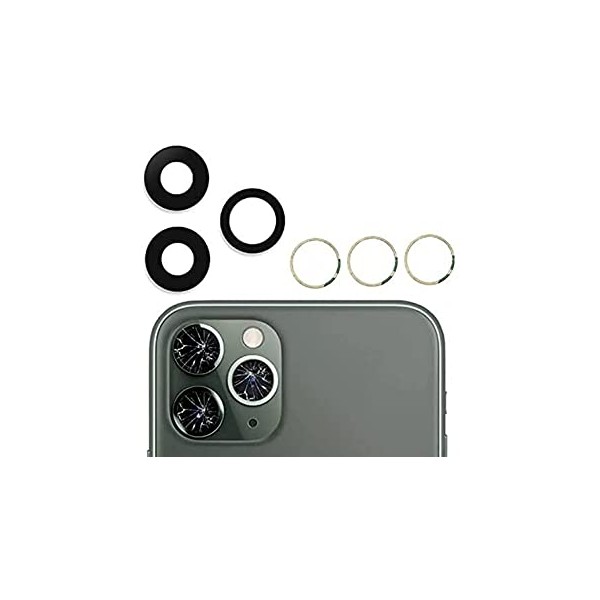Lentilles en verre caméra arrière + adhésifs pour iPhone 11 Pro Max