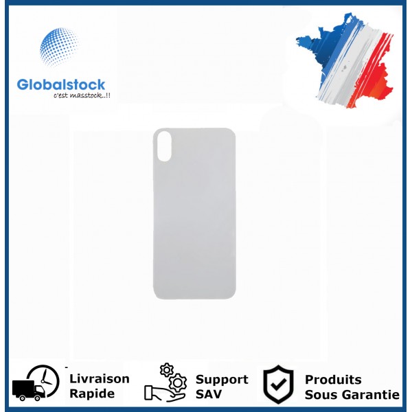 Vitre Arrière pour iPhone X avec Gros Trou Blanc et Adhésif