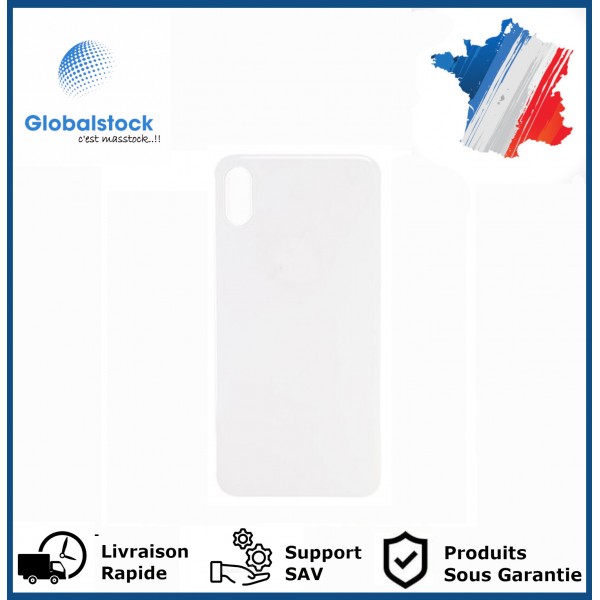 Vitre Arrière pour iPhone XS avec Gros Trou Blanc et Adhésif