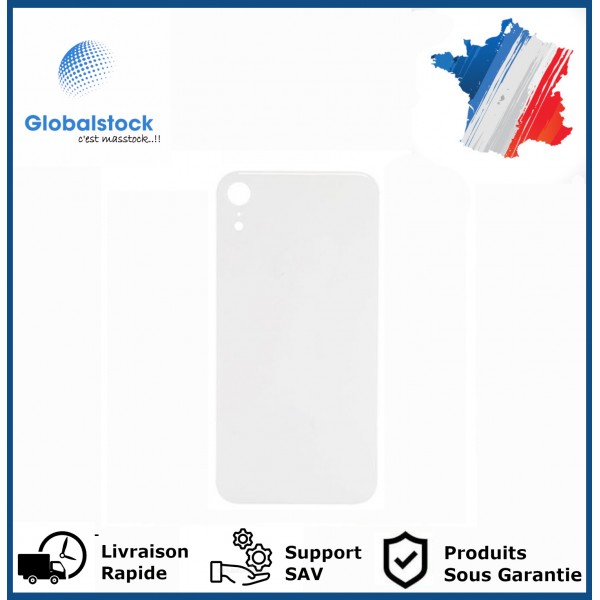 Vitre Arrière pour iPhone XR avec Gros Trou Blanc et Adhésif