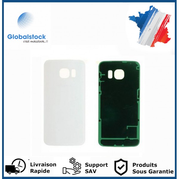 Vitre arrière galaxy s6 edge blanc logo + ce