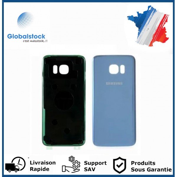 Vitre arrière galaxy s7 bleu logo + ce