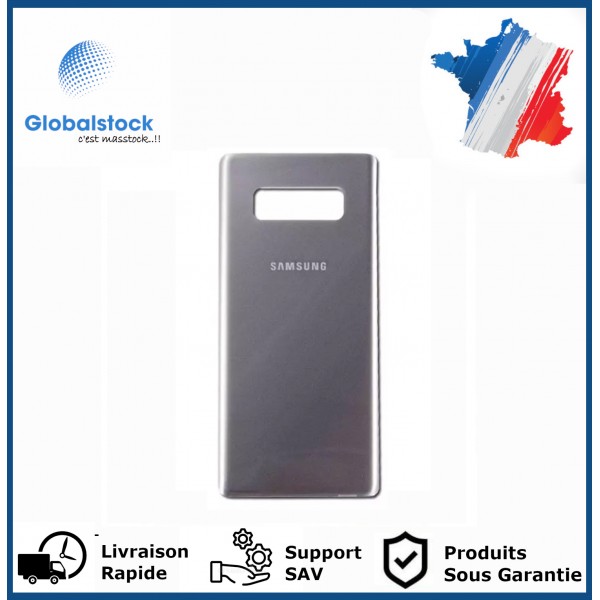 Vitre arriere samsung galaxy note 8 argent logo + ce
