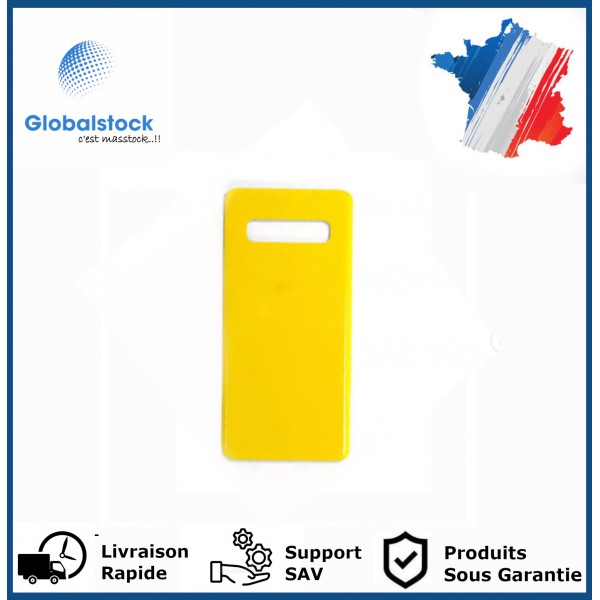 Vitre arrière galaxy s10 plus jaune logo + ce