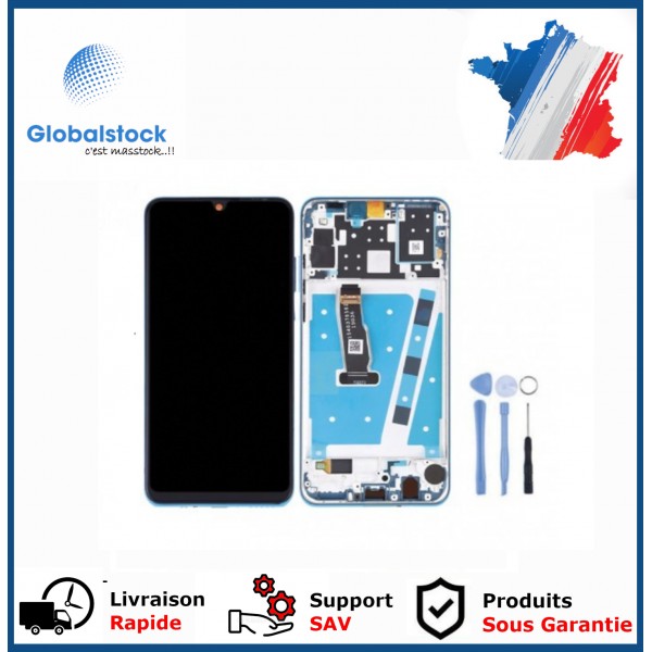 Ecran LCD + Vitre tactile sur châssis pour Huawei P30 Lite Bleu + outils