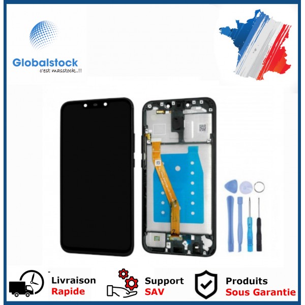 Ecran LCD + Vitre Tactile sur chassis pour Huawei Mate 20 Lite Noir + outils