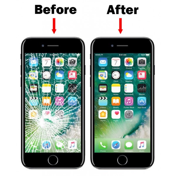Vitre Tactile remplacement / reconditionnement + châssis + anti dust + OCA( film Glue) pour iPhone 8 Noir