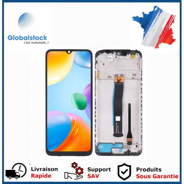 Ecran LCD + Vitre tactile sur châssis pour Xiaomi Redmi 10C/Poco C40 Noir + Outils