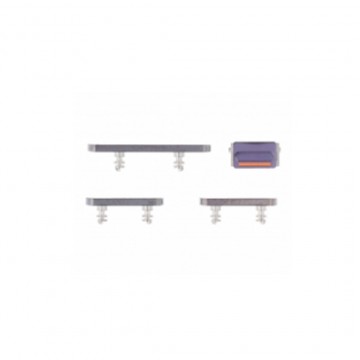 Pack bouton latéral Power Volume Mute (silencieux) pour iPhone 14 Pro/14 Pro Max Violet 4pcs in one set