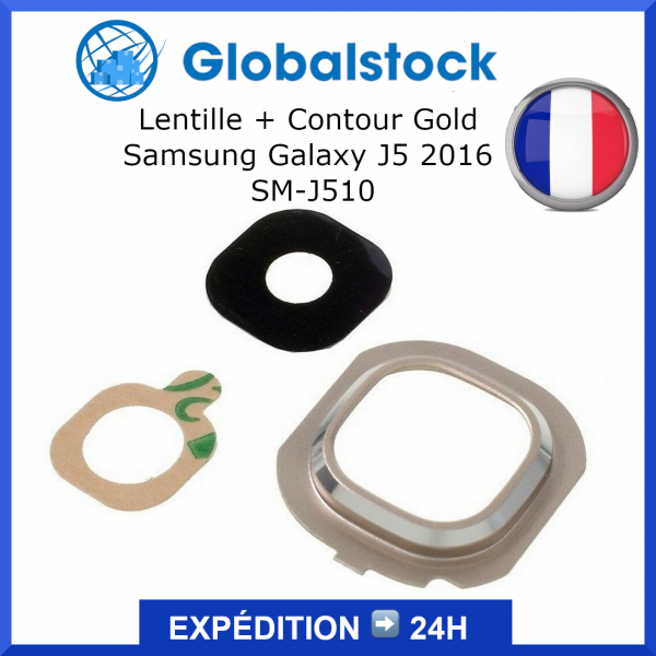 Lentille Caméra en Verre + Contour Doré Gold/ OR pour Samsung Galaxy J5 2016 SM-J510F