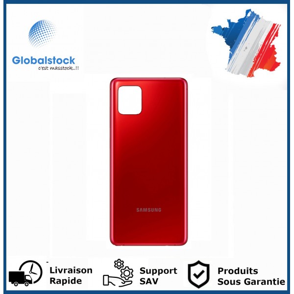 Vitre arriere samsung galaxy note 10 lite rouge logo + ce