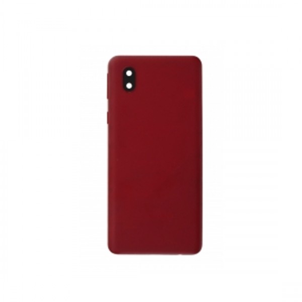 Vitre arrière + Lentille Camera Touches latérales pour Samsung Galaxy A01 Core Rouge