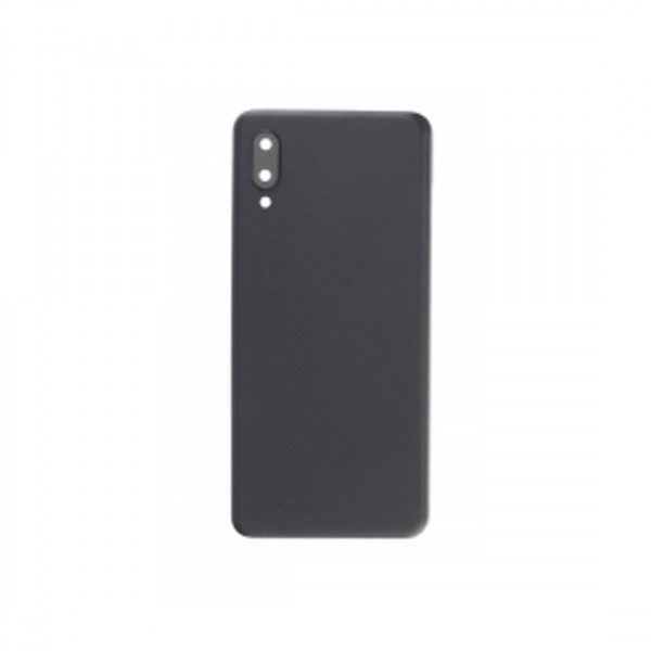 Vitre arrière + Lentille camera avec support pour Samsung Galaxy A02 Noir + Logo