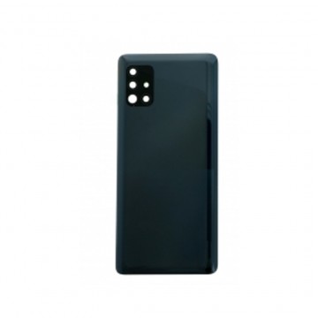 Vitre arrière + Adhésif + Lentille camera pour Samsung Galaxy A51 5G Noir + Logo
