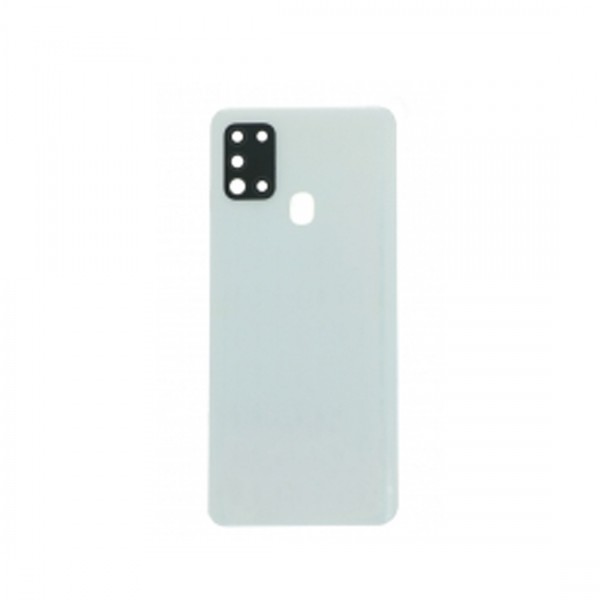 Vitre arrière avec Adhésif + Lentille camera support pour Samsung Galaxy A21s A217 Blanc + Logo