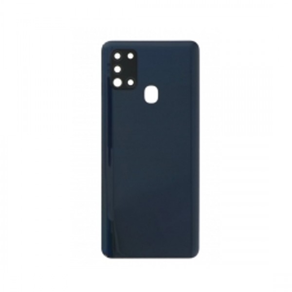 Vitre arrière avec Adhésif + Lentille camera support pour Samsung Galaxy A21s A217 Noir + Logo