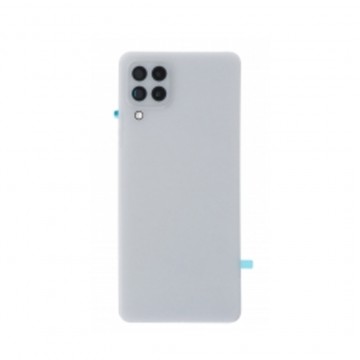 Vitre arrière avec Adhésif + Lentille camera support pour Samsung Galaxy A22 (4G) Blanc + Logo