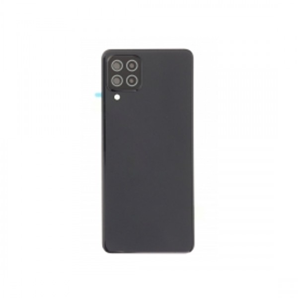 Vitre arrière avec Adhésif + Lentille camera support pour Samsung Galaxy A22 (4G) Noir + Logo