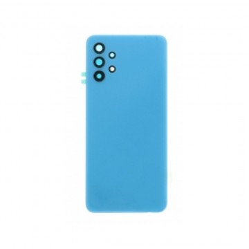 Vitre arrière avec Adhésif + Lentille camera support pour Samsung Galaxy A32 5G Bleu + Logo
