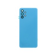 Vitre arrière avec Adhésif + Lentille camera support pour Samsung Galaxy A32 5G Bleu + Logo