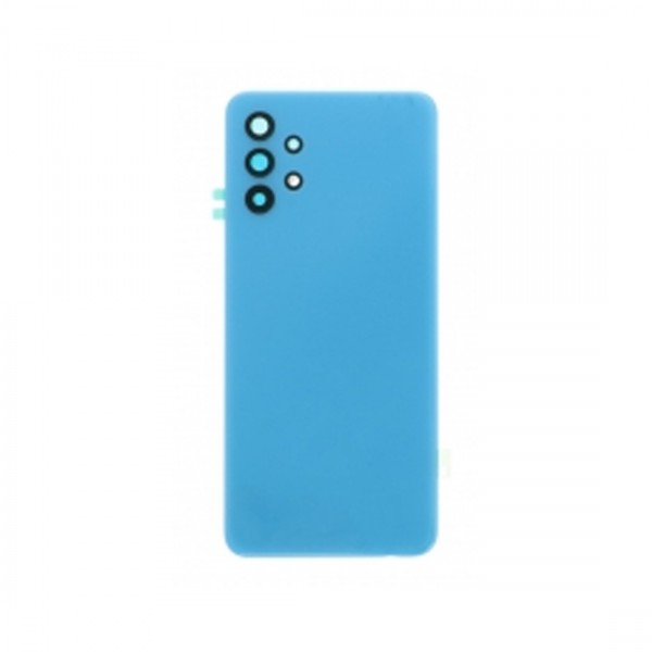 Vitre arrière avec Adhésif + Lentille camera support pour Samsung Galaxy A32 5G Bleu + Logo