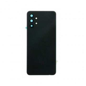 Vitre arrière avec Adhésif + Lentille camera support pour Samsung Galaxy A32 5G Noir + Logo