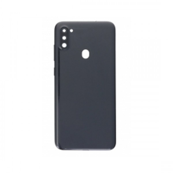 Vitre arrière avec Adhésif + Lentille camera + support pour Samsung Galaxy A11 A115F Noir + Logo