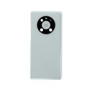 Vitre arrière avec Adhésif + Lentille camera + support pour Huawei Mate 40 Pro Blanc + Logo