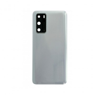 Vitre arrière avec Adhésif + Lentille camera + support pour Huawei P40 Blanc