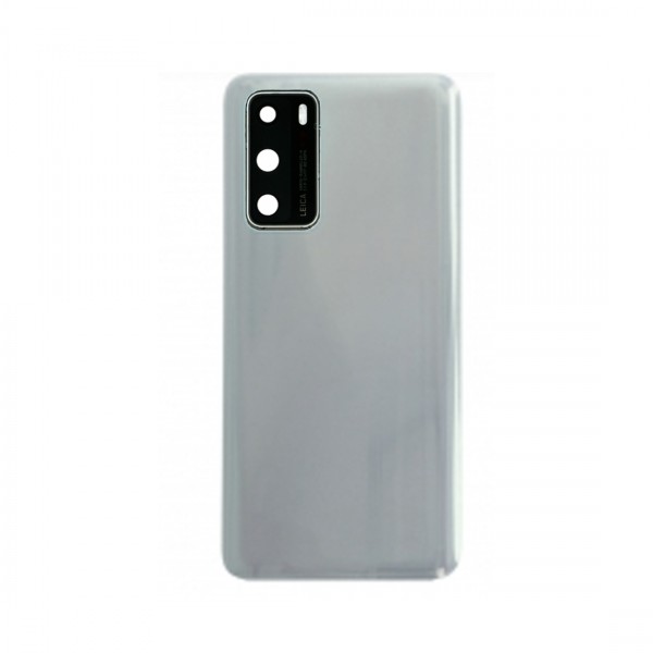 Vitre arrière avec Adhésif + Lentille camera + support pour Huawei P40 Blanc