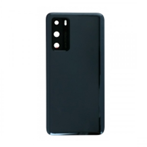 Vitre arrière avec Lentille camera + support pour Huawei P40 Noir + Logo