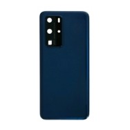 Vitre arrière avec Lentille camera + support pour Huawei P40 Bleu + Logo