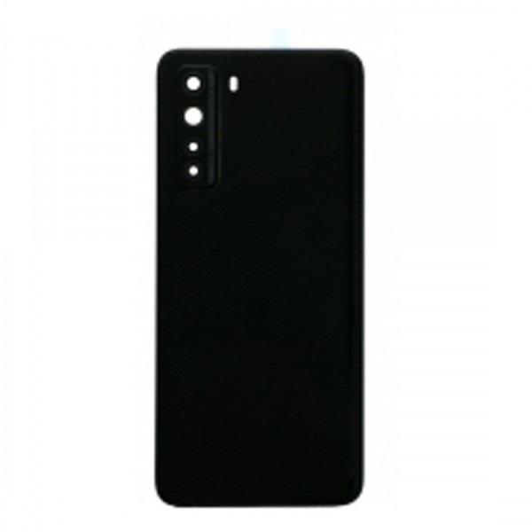 Vitre arrière avec Adhésif + Lentille camera + support pour Huawei P40 lite 5G Noir + Logo