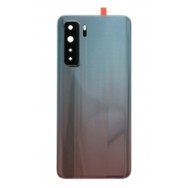 Vitre arrière avec Adhésif + Lentille camera + support pour Huawei P40 lite 5G Argent + Logo