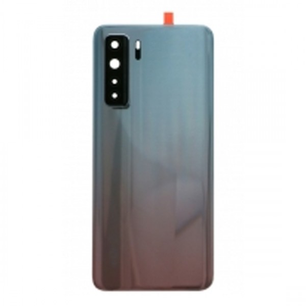 Vitre arrière avec Adhésif + Lentille camera + support pour Huawei P40 lite 5G Argent + Logo