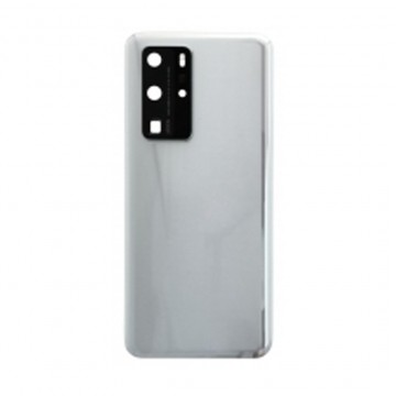 Vitre arrière avec Lentille camera + support pour Huawei P40 Pro Argent + Logo