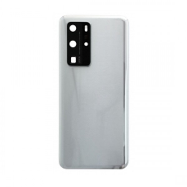 Vitre arrière avec Lentille camera + support pour Huawei P40 Pro Argent + Logo