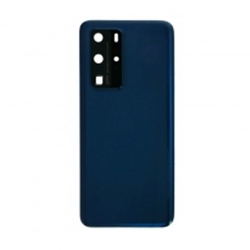 Vitre arrière avec Lentille camera + support pour Huawei P40 Pro Bleu + Logo